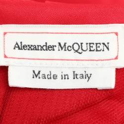 Alexander McQueen Red Polyester Pleated Taffeta Bustier Top S