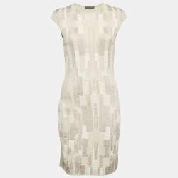 Alexander McQueen Metallic Stretch Knit Sleeveless Short Dress M