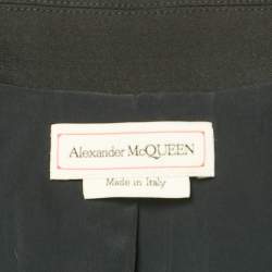 Alexander McQueen Black Wool and Ruffled Double Breasted Mini Dress S