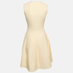 Alexander McQueen Cream Textured Knit Flared Mini Dress S