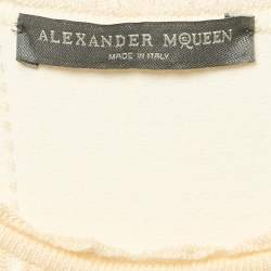 Alexander McQueen Cream Textured Knit Flared Mini Dress S