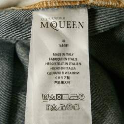 Alexander McQueen Blue Denim Raw Edge Flared Mini Dress S