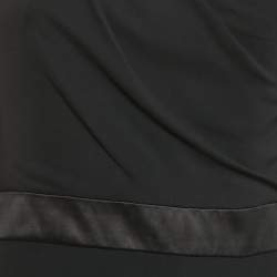 Alexander McQueen Black Lace Trim Crepe Asymmetric Sleeve Maxi Dress M