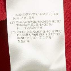 Pre Owned Alexander McQueen Red Textured Stretch Knit Scallop Hem Top and Skirt Set M/XS