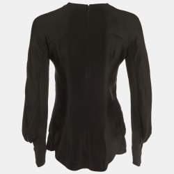 Pre Owned Alexander McQueen Black Silk Scalloped Top M