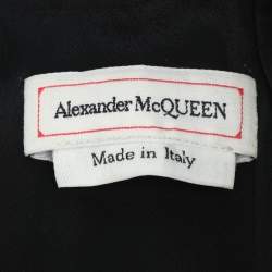 Alexander McQueen Black Crepe Satin Long Leaf Draped Dress XS
