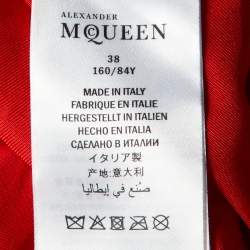 Pre Owned Alexander McQueen Red Leather Zip Up Peplum Jacket S