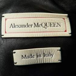 Pre Owned Alexander McQueen Black Leather & Lace Peplum Jacket S