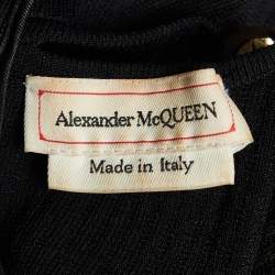 Pre Owned Alexander McQueen Black Knit Bead Detail Asymmetrical Dress S