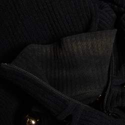 Pre Owned Alexander McQueen Black Knit Bead Detail Asymmetrical Dress S