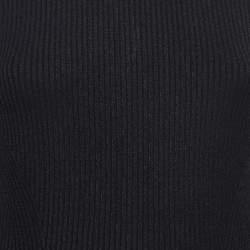 Pre Owned Alexander McQueen Black Knit Bead Detail Asymmetrical Dress S