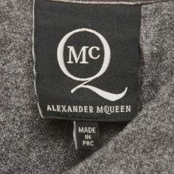 Alexander McQueen Grey/Pink Wool Blend and Satin Sleeveless Mini Dress M
