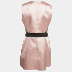 Alexander McQueen Grey/Pink Wool Blend and Satin Sleeveless Mini Dress M