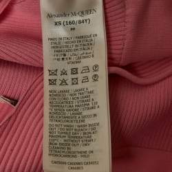 Pre Owned Alexander McQueen Pink Rib Knit Crop Top XS