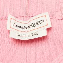 Pre Owned Alexander McQueen Pink Rib Knit Crop Top XS
