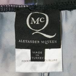 Pre Owned Alexander McQueen Black/Purple Floral Print Leggings XS