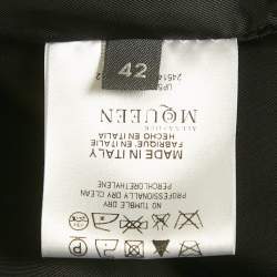 Pre Owned Alexander McQueen Tweed Draped Raw-Edge Detail Coat M