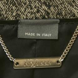 Pre Owned Alexander McQueen Tweed Draped Raw-Edge Detail Coat M