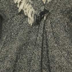 Pre Owned Alexander McQueen Tweed Draped Raw-Edge Detail Coat M