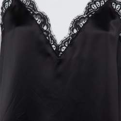 Pre Owned Alexander McQueen White Cotton Knit & Black Sateen Top L