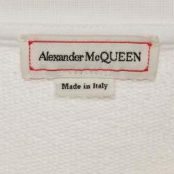 Pre Owned Alexander McQueen White Logo Print Cotton Sweatshirt L
