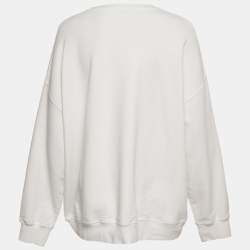 Pre Owned Alexander McQueen White Logo Print Cotton Sweatshirt L
