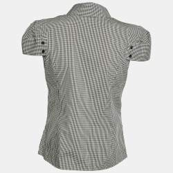 Pre Owned Alexander McQueen Black & White Gingham Print Cotton Blend Shirt S