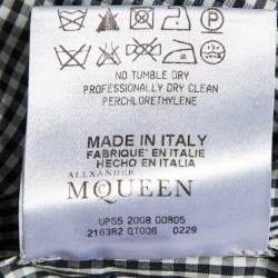 Pre Owned Alexander McQueen Black & White Gingham Print Cotton Blend Shirt S