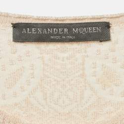 Pre Owned Alexander McQueen Pink Jacquard Knit Mini Bodycon Dress XS
