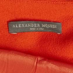 Pre Owned Alexander McQueen Orange Wool Crepe Back Open Shift Dress S