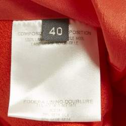 Pre Owned Alexander McQueen Orange Wool Crepe Back Open Shift Dress S