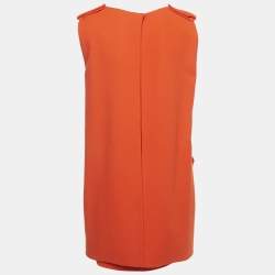 Pre Owned Alexander McQueen Orange Wool Crepe Back Open Shift Dress S