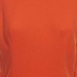 Pre Owned Alexander McQueen Orange Wool Crepe Back Open Shift Dress S