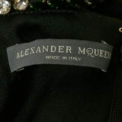 Pre Owned Alexander McQueen Black Jeweled Neck Satin Cut-Out Maxi Dress S