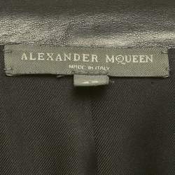 Pre Owned Alexander McQueen Black High Low Peplum Leather Jacket M
