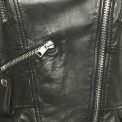 Pre Owned Alexander McQueen Black High Low Peplum Leather Jacket M