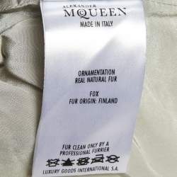 Pre Owned Alexander McQueen Grey Tweed & Fur Trim Sleeveless Asymmetric Hem Vest M