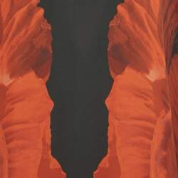 Pre Owned Alexander McQueen Black and Orange Floral Print Silk Maxi Dress M