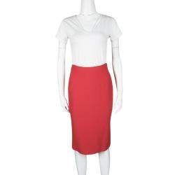 Alexander McQueen Red High Waist Pencil Midi Skirt S