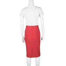 Alexander McQueen Red High Waist Pencil Midi Skirt S