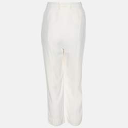 Pre Owned Alexander McQueen White Crepe Capri Pants L