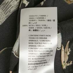 Pre Owned Alexander McQueen Black Printed Silk Tie Up Neck Blouse M