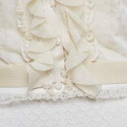 Pre Owned Alexander McQueen Cream Jacquard Knit Ruffled 3 pc Skirt Set S