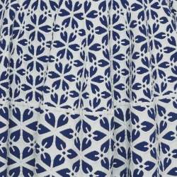 Pre Owned Alexander McQueen White/Blue Floral Pattern Stretch Knit Mini Dress XXS 