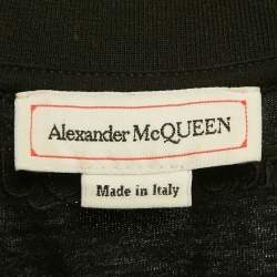 Pre Owned Alexander McQueen Black Cotton Cold Shoulder Gathered Sleeve Top S
