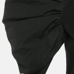 Pre Owned Alexander McQueen Black Cotton Cold Shoulder Gathered Sleeve Top S