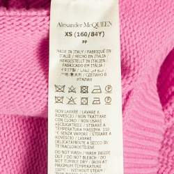 Pre Owned Alexander McQueen Pink Wool Mock Neck Detail Crop Sweater XS