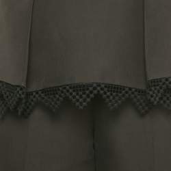 Pre Owned Alexander McQueen Black Cotton and Silk Lace Trim Wide Leg Trousers S