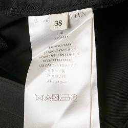 Pre Owned Alexander McQueen Black Cotton and Silk Lace Trim Wide Leg Trousers S