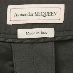 Pre Owned Alexander McQueen Black Cotton and Silk Lace Trim Wide Leg Trousers S